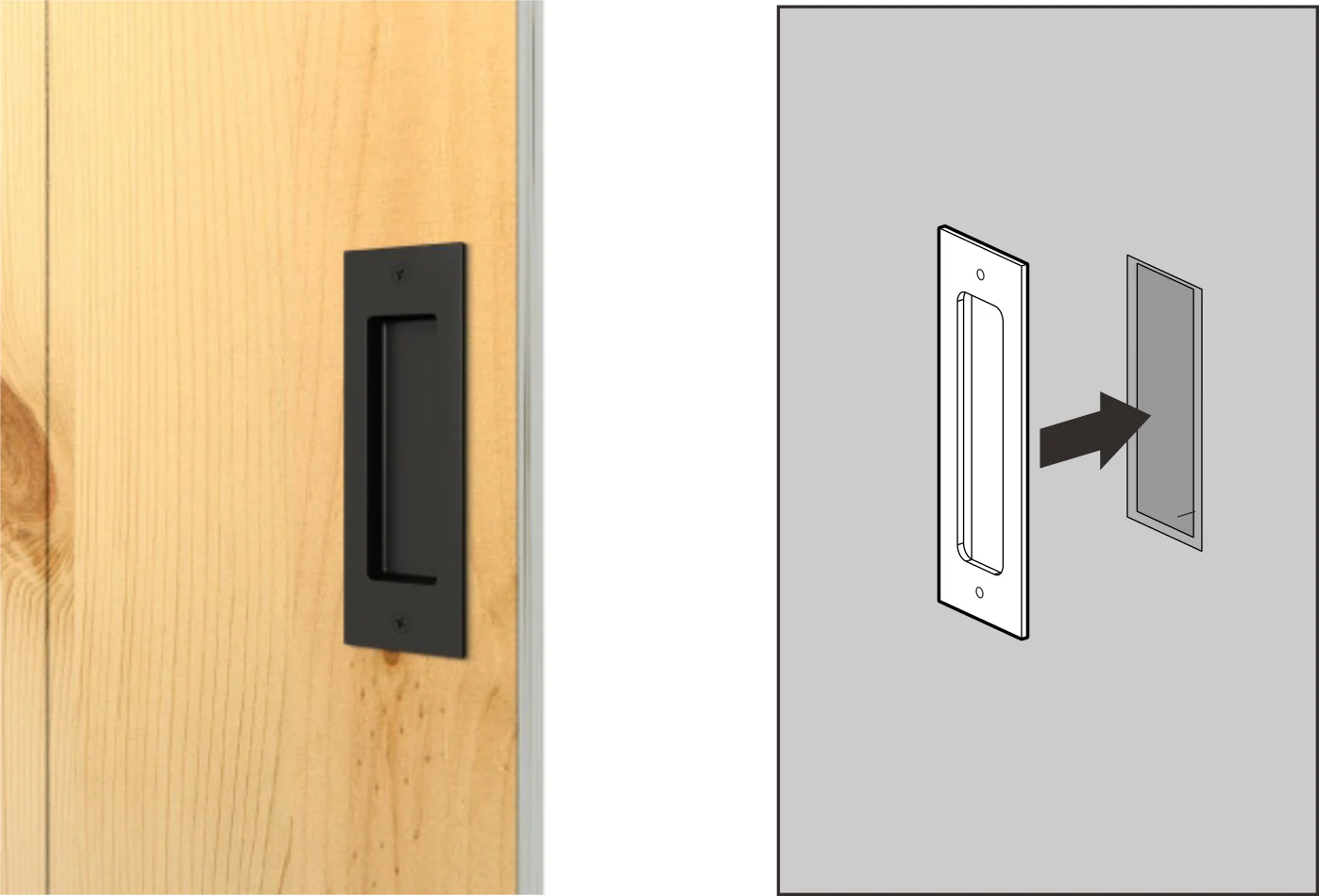Recessed Barn Door Pull in Black Steel - Image 3